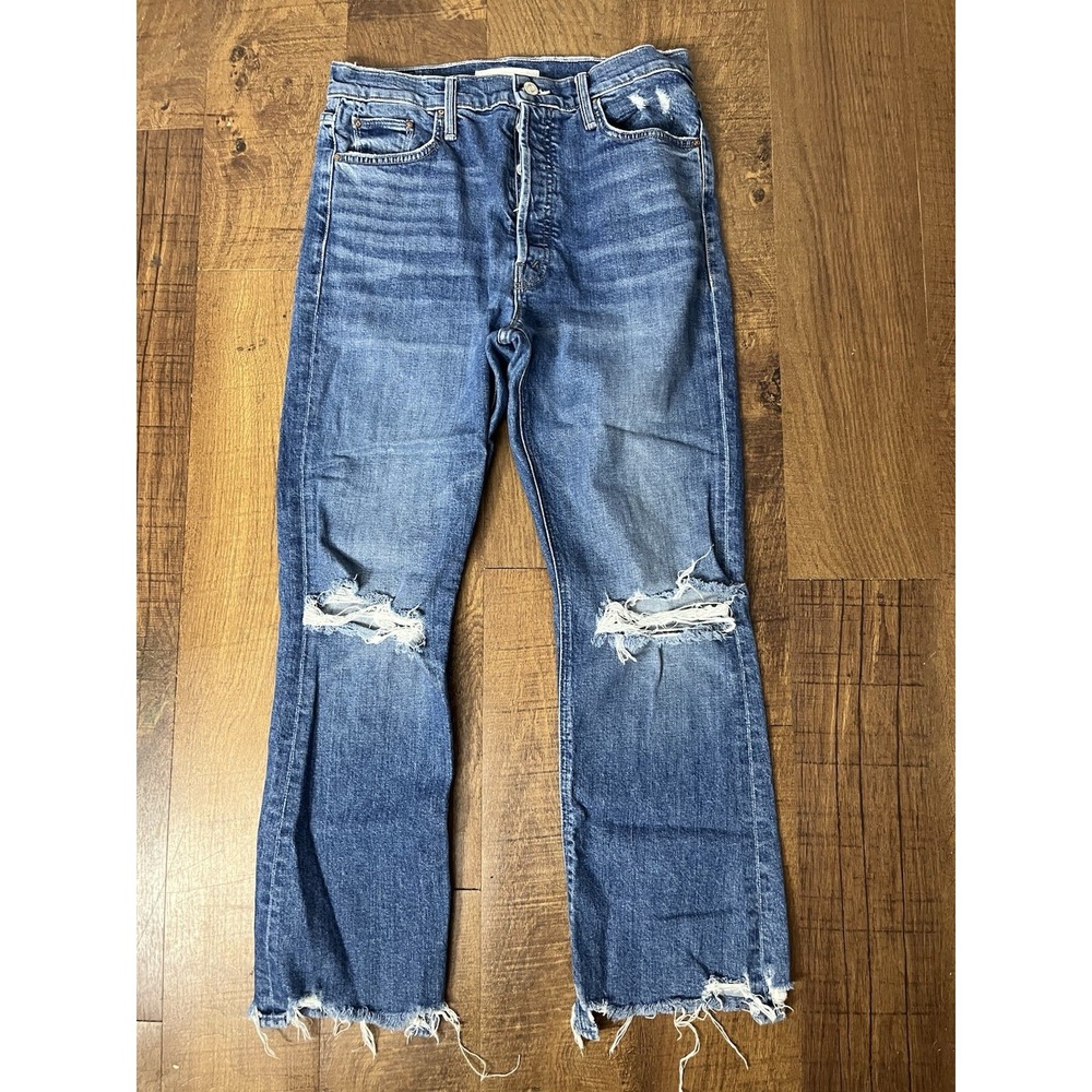 MOTHER Superior The Tripper Chew Cryin Cowboys Jeans Sz 31 Distressed Flare USA